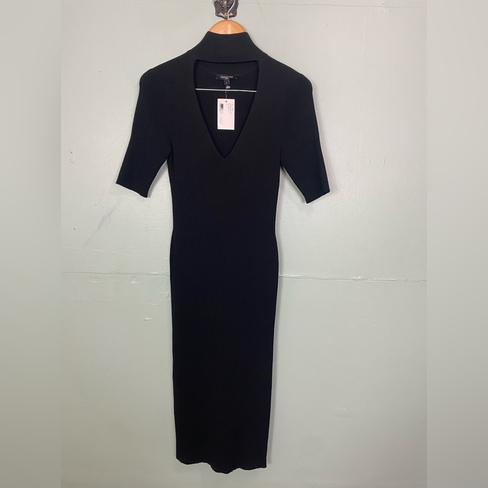 Cushnie Et Ochs‎ Viscose Rib Cutout Dress Black Bodycon Stretch Maxi Size Large